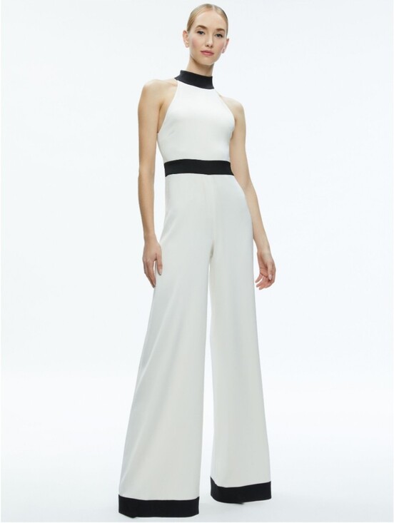 Alice + Olivia Pants - ALICE + OLIVIA CATALINE HIGH NECK WIDE LEG JUMPSUIT, SIZE 8